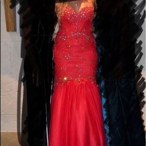Mori Lee Red Lace Prom Dress